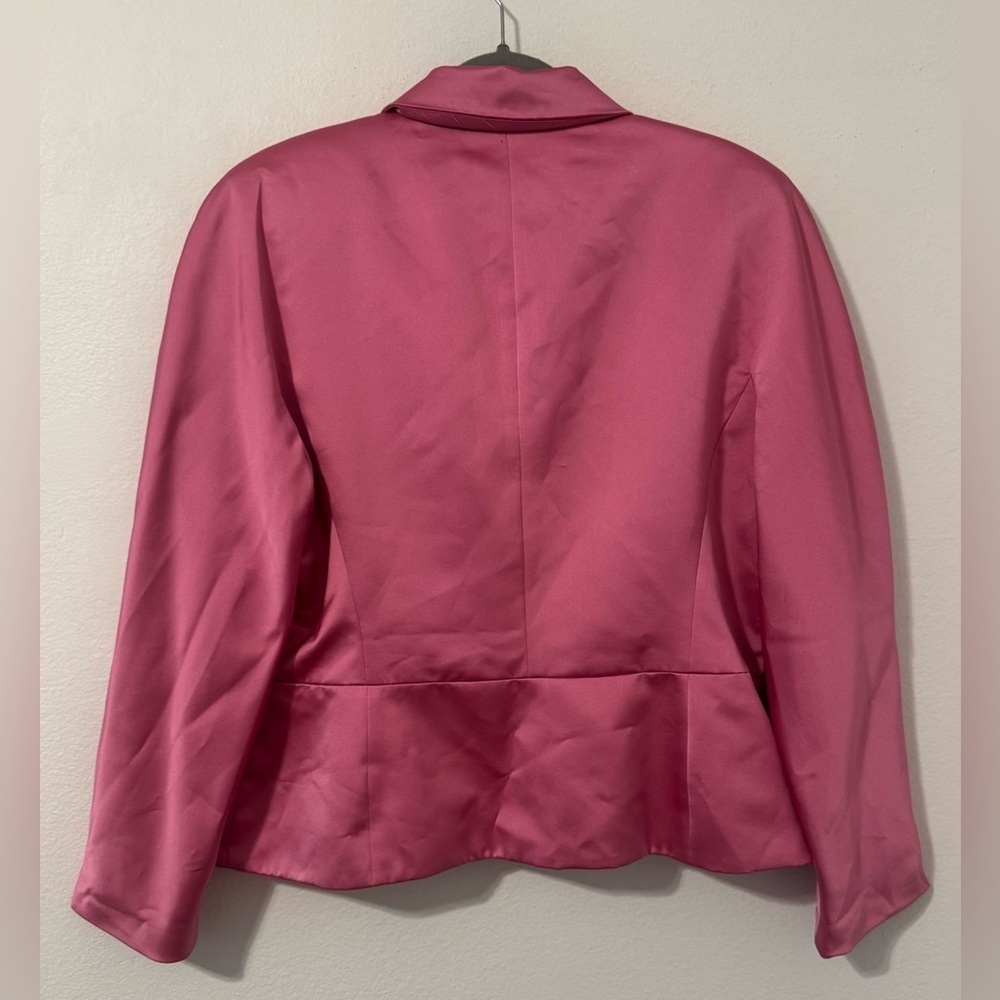 1980s Vintage Christian Dior Bubblegum Pink Satin Cinched Blazer Jacket NO SIZE - Picture 2 of 9